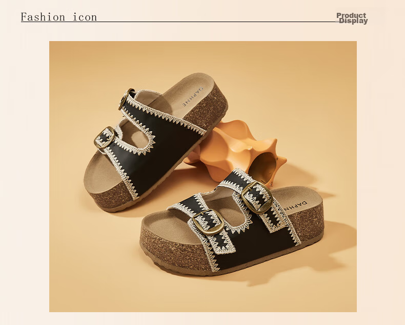 DAPHNE Women's Platform Birkenstock Sandals 2026 Summer New Trendy Height-Increasing Slip-On Beach Shoes 26