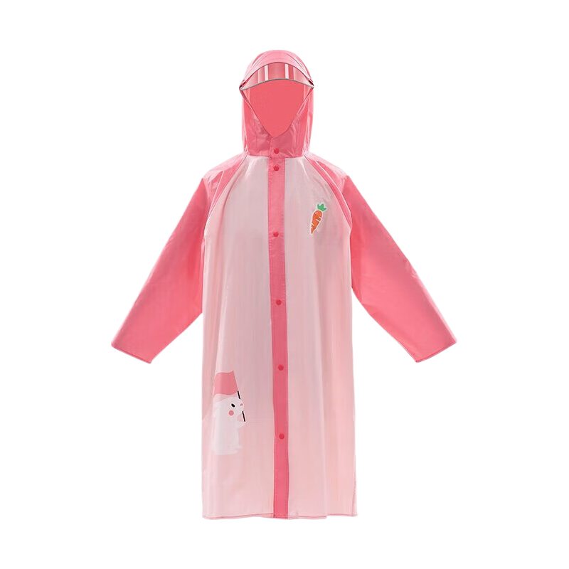 Tiantangsan Outdoor Raincoat Poncho for Single Person, Children's Safety Reflective Striped Raincoat Poncho for Boys And Girls, Pink XL Size