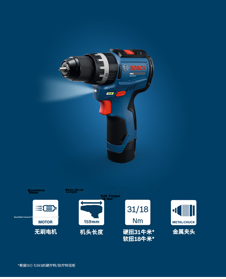 BOSCH 12V Lithium Cordless Impact Drill GSB12V-31 with 2.0Ah Battery, Multi-Function 8-Piece Kit 2