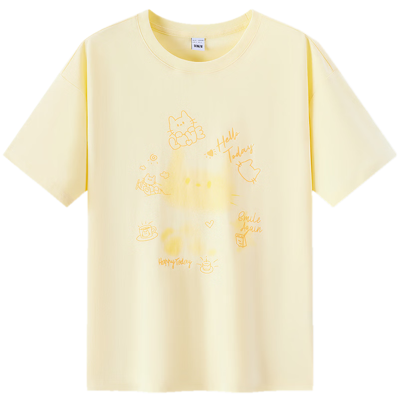 Semir Women's Summer Short Sleeve T-Shirt Mid-Length Loose Cartoon Print Cute Niche Top 10A326100004 2026