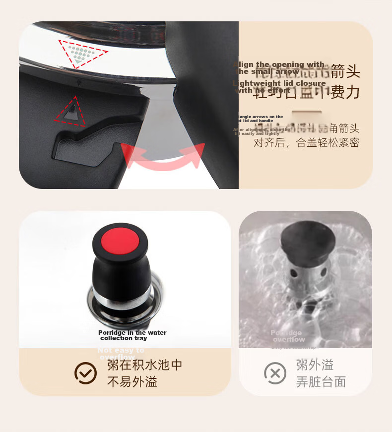 JD Jingzao Pressure Cooker 6L Stainless Steel 304 Multi-Safety Explosion-Proof Red Dot Lock Compatible with Gas Stove 22cm 9