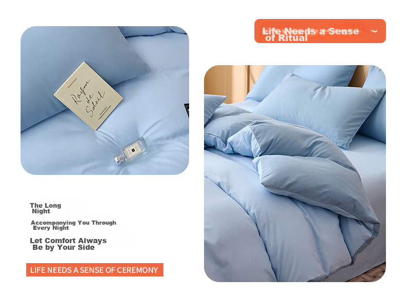 Grace Single Quilt Cover A-Class Antibacterial Skin-Friendly Student Single Quilt Cover Core Set Distant Mountain Blue 180*220cm 8