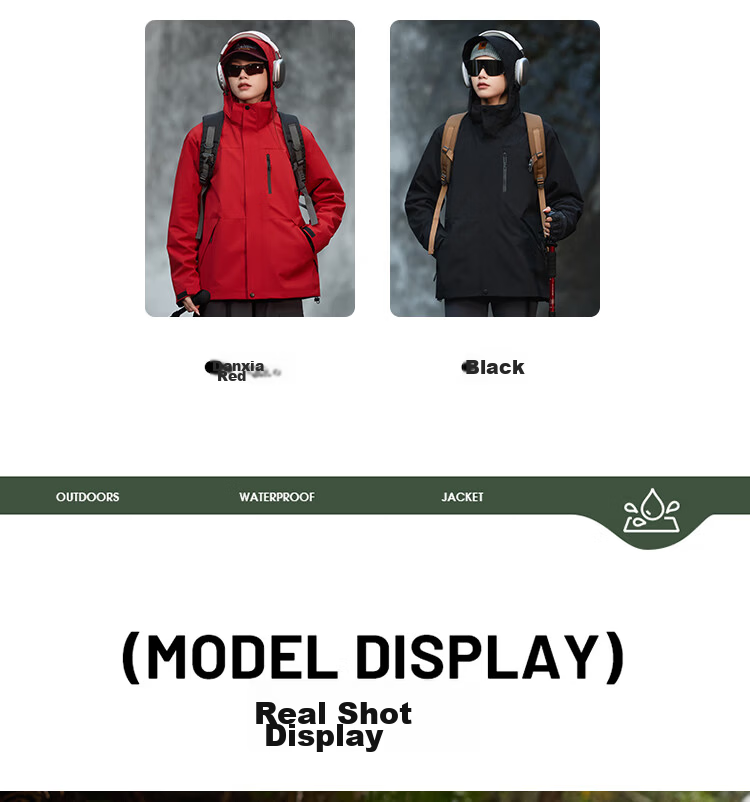 JEEP SPIRIT 3-in-1 Men's Autumn Winter Windproof Waterproof Jacket Outdoor Sports Women's Red 3XL 13