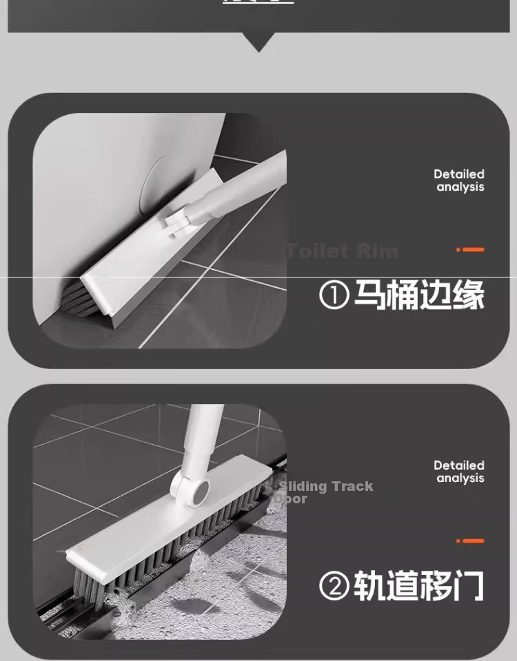 Guangduola Floor Brush Bathroom Brush No Dead Angle Shower Brush Floor Gap Brush Toilet Crevice Brush V-Shaped Long Handle Floor Brush 19