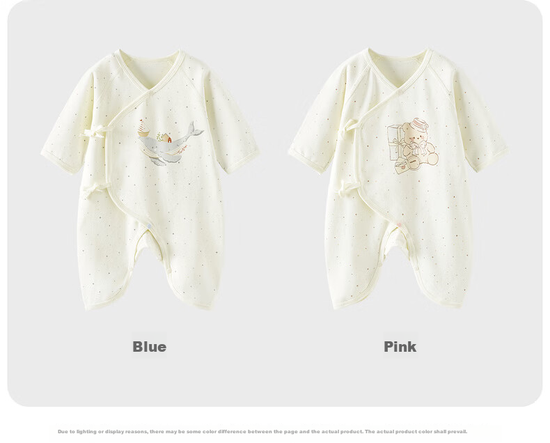 TONGTAI Baby Romper Spring and Autumn Pure Cotton Newborn Crawling Suit Butterfly Jumpsuit Monk Style Pink 52cm 20