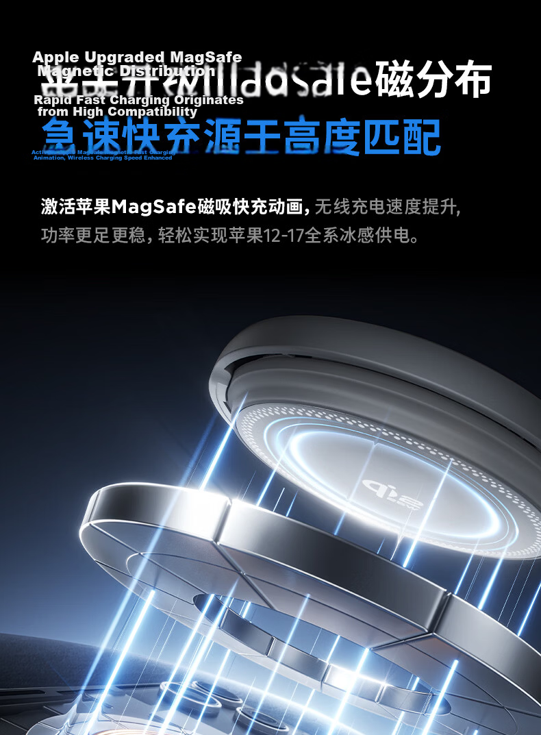 Lisen Qi2 Apple Wireless Charger 25W Fast Charge Magsafe Magnetic Compatible with iPhone 17 Pro/16/15 and AirPods Charging Dock 12