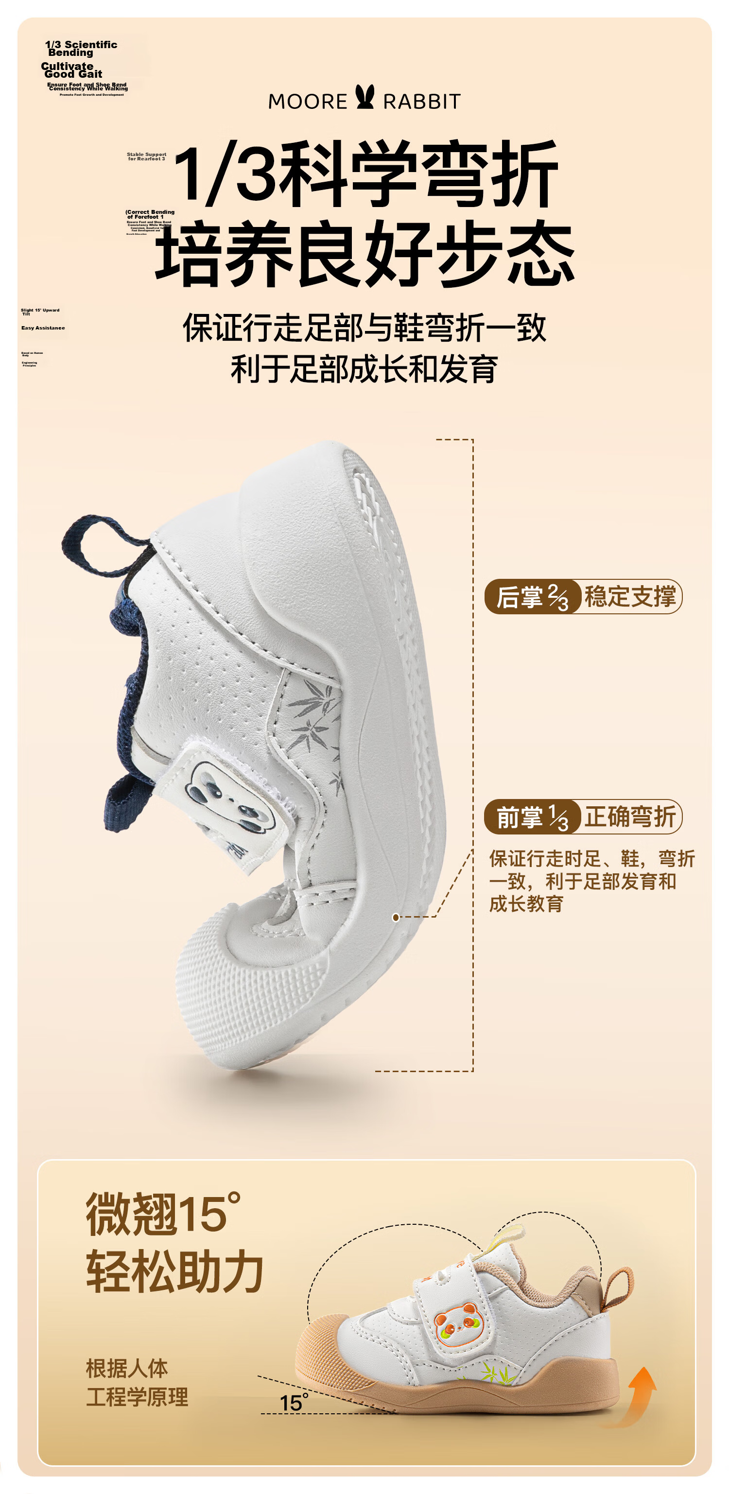 More Rabbit Kids Summer New Soft Sole White Shoes Toddler Boys Stable Shoes Girls Cartoon Anti-Kick Indoor Shoes 12
