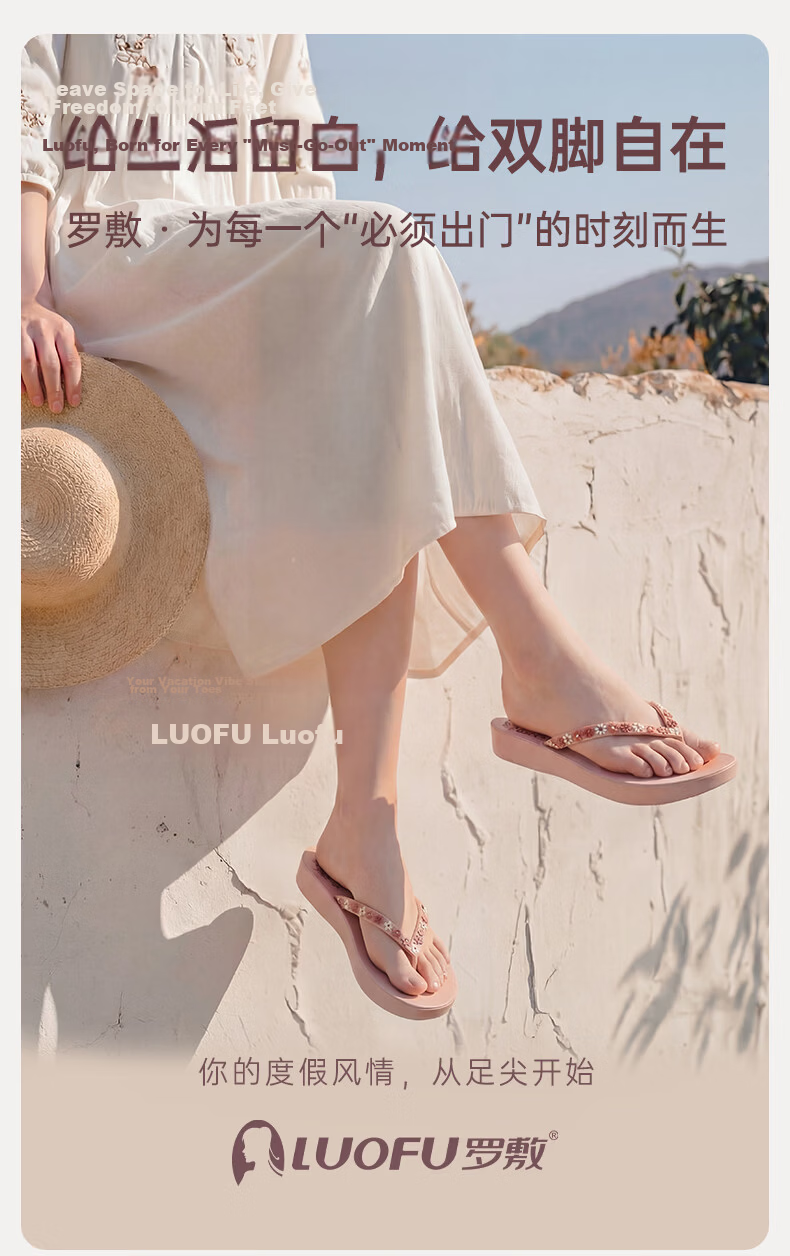 Luo Fu Women's Anti-Slip Flip Flops Bathroom Shower Silent Quick-Dry Slippers LF714010 White Pepper Size 36 2