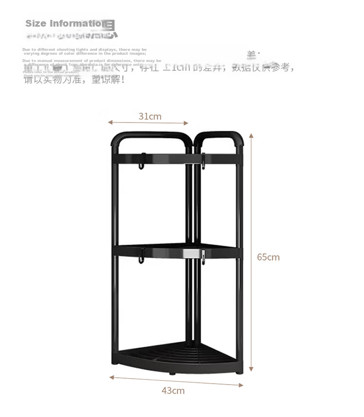 Ouranzo Bathroom Corner Shelf Kitchen Bathroom Storage Rack 3-Tier Triangular Floor Stand 14