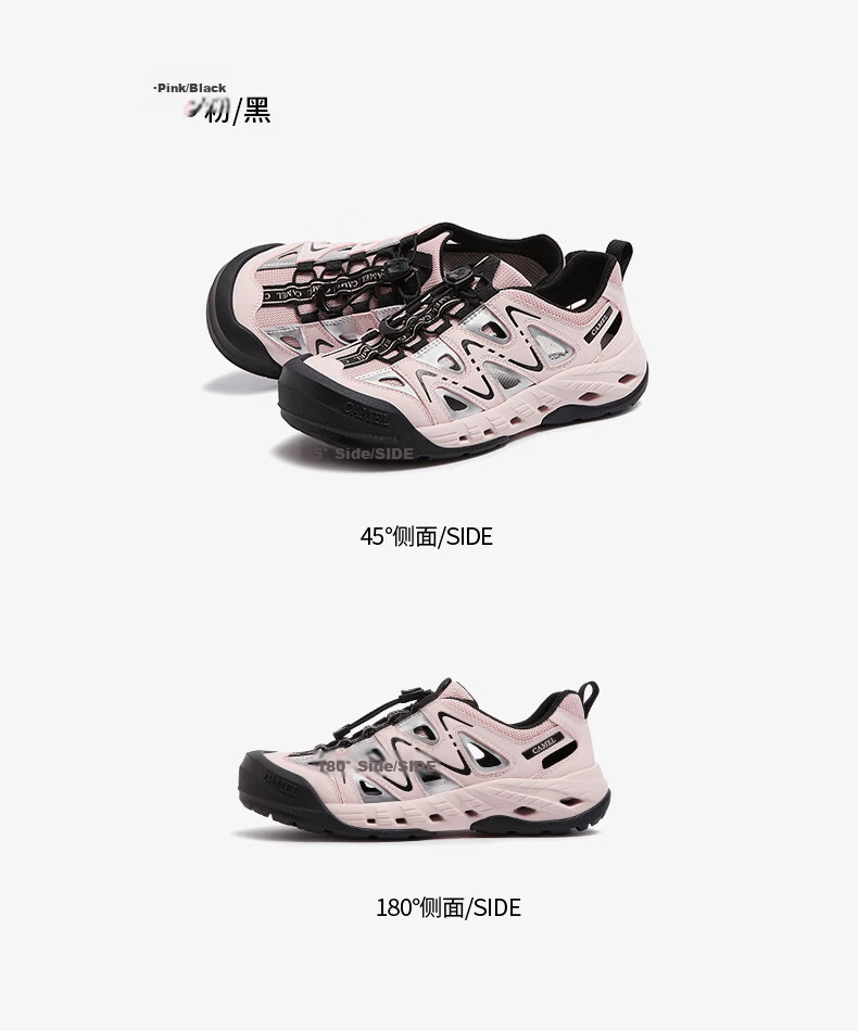 CAMEL Women's Cute Ugly Style Water and Land Wearable Creek Shoes Breathable Hollow Casual Shoes L26M076002 Beige/Black Size 40 25