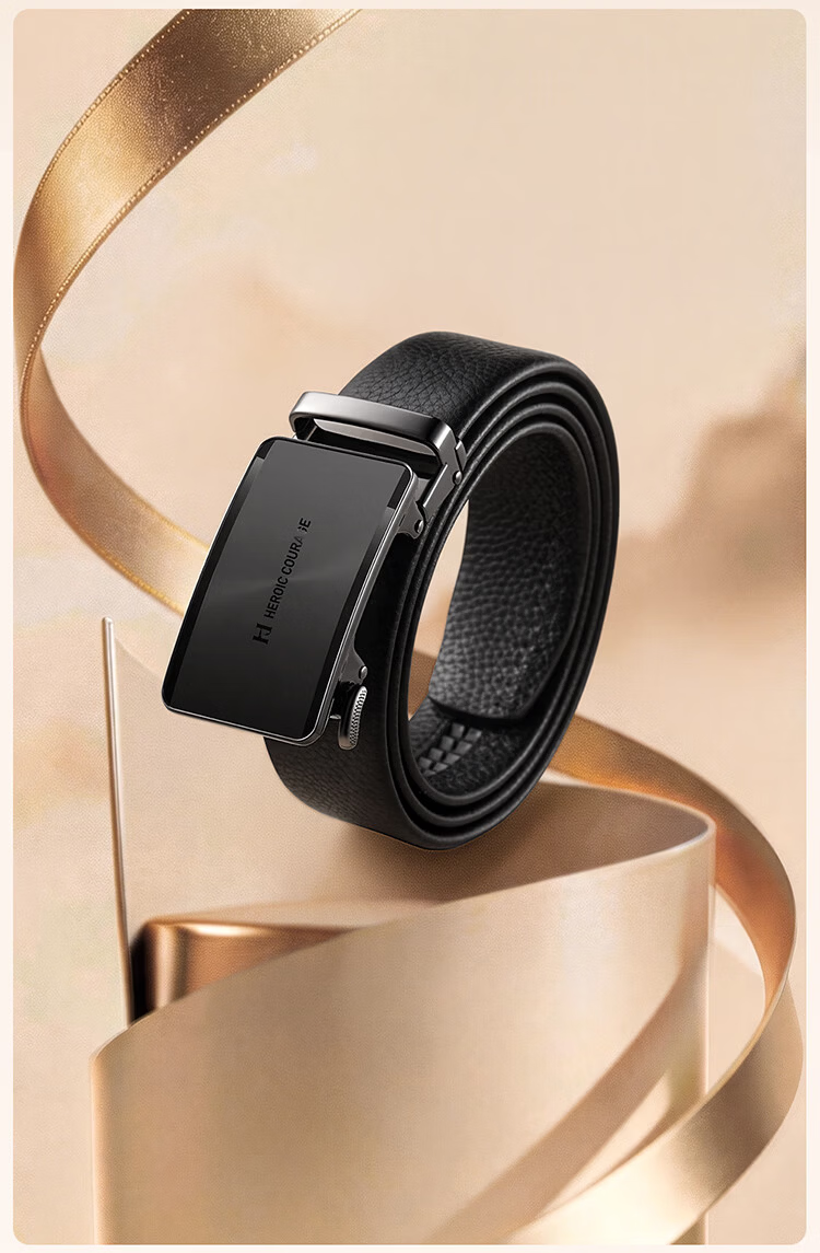 HLA Men's Automatic Buckle First Layer Cowhide Business Belt Gift for Boyfriend Husband Qixi Valentine's Day Pants Belt 8