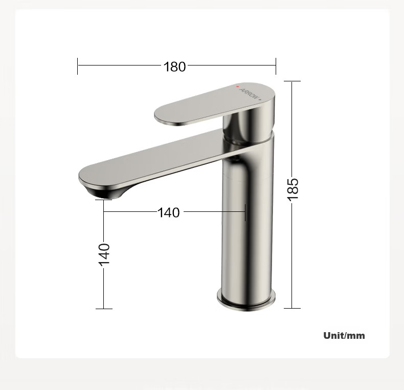 ARROW YJ Stainless Steel Brushed Bathroom Basin Faucet Single Hole Hot and Cold Dual Control Tap 18