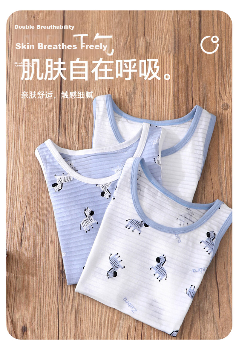 Babyprints Boys' Summer Cotton Sleeveless Vest 3-Pack Lightweight Tank Top for Kids Size 140 3