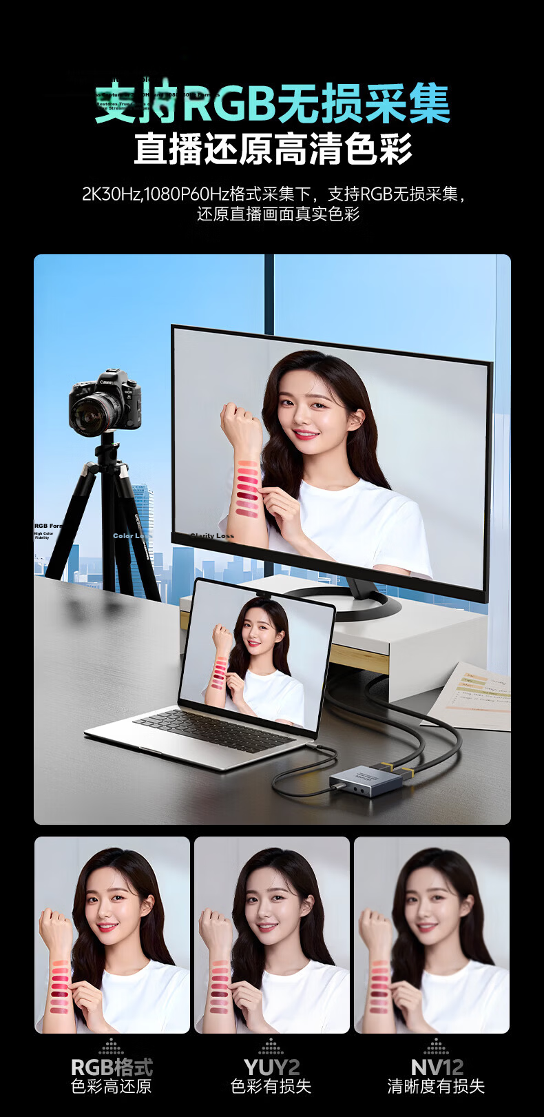 Youlaite USB to HDMI Capture Card 4K60Hz Video Capture Loopout for PC Gaming Conference Live Streaming Recording Device 6