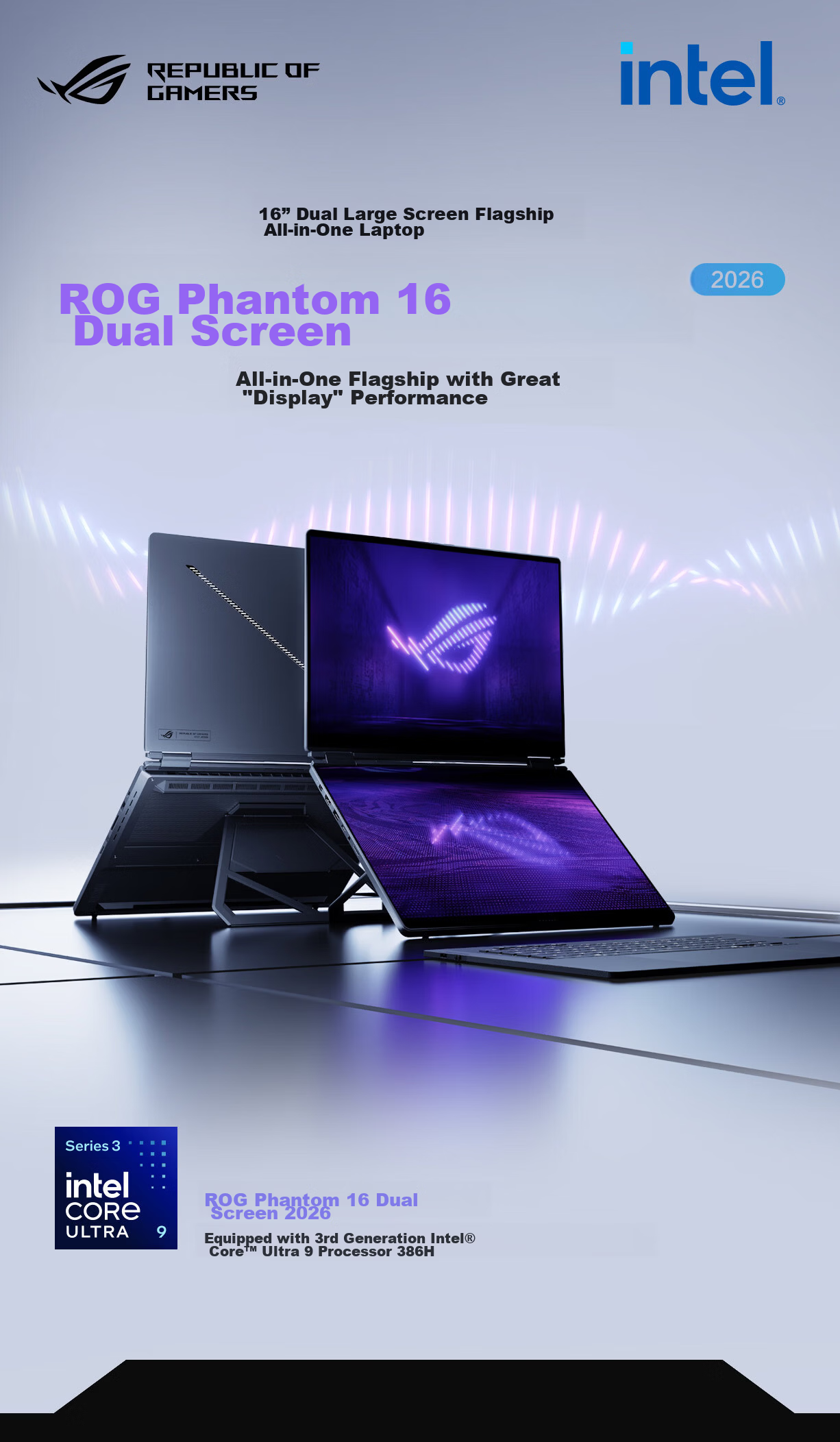 ROG Phantom 16 Dual-Screen Core U9 16-inch Designer Gaming Laptop (U9 386H 64GB 2TB RTX 5090 2.8K 120Hz HDR1000) 1