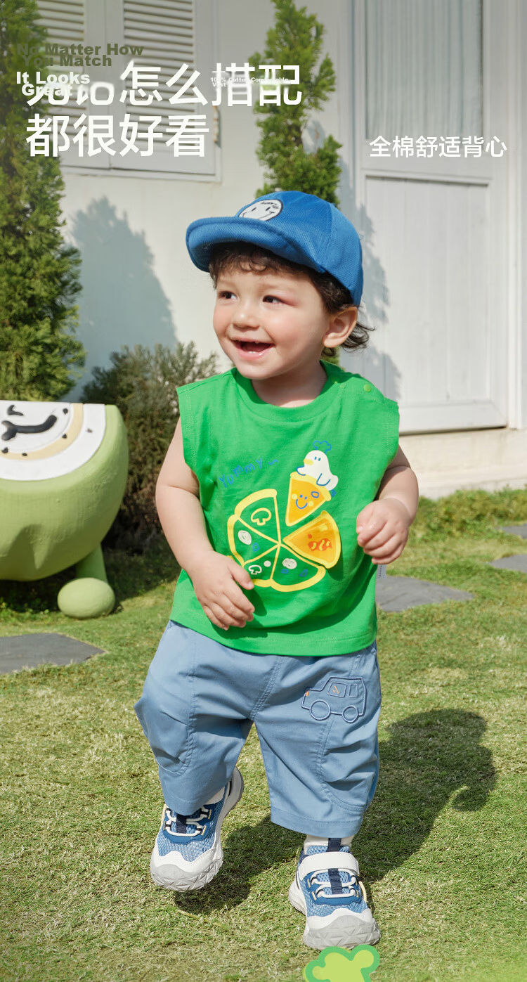 Balabala Baby Sleeveless T-Shirt Vest Girls Boys Infant Clothing 2026 New Summer Cotton Soft Top 3