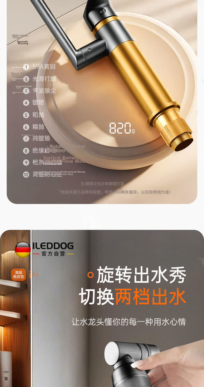 ILeddog Seiko All-Copper Basin Faucet Bathroom Sink Mixer Tap Hot and Cold Water Swivel ZCMLT 12