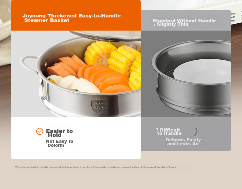Joyoung Snow Pan Baby Food Pot Small Milk Pot 316L Stainless Steel Non-Stick Pan Breakfast Noodle Pot Steamer Soup Pot 12