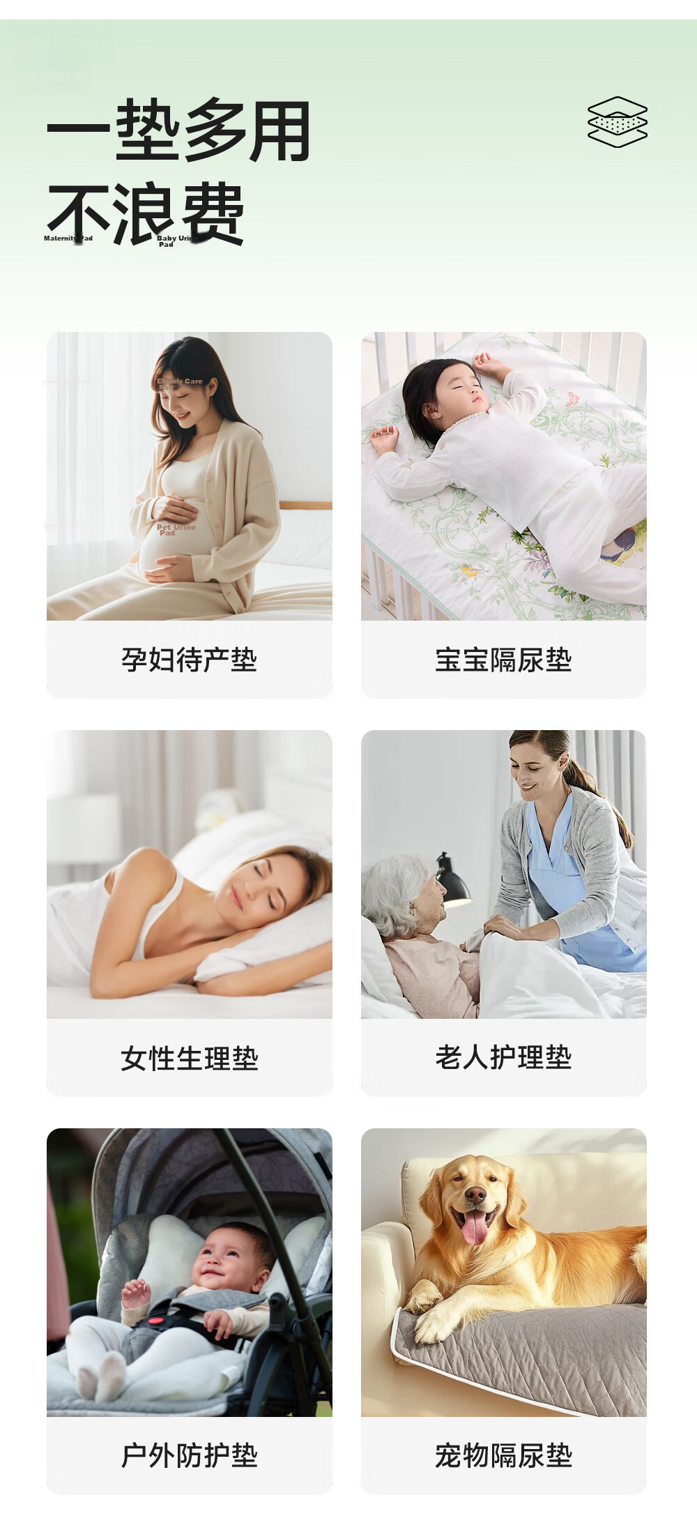 Liangliang Baby Waterproof Washable Cotton Linen Urine Pad Large Flower House 110*70CM 11