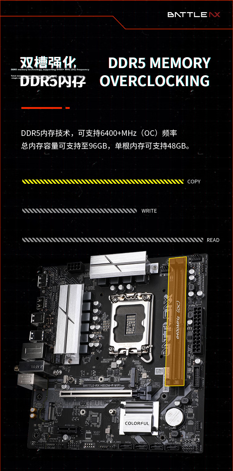 Colorful BATTLE-AX H810M-A WIFI V20 DDR5 Motherboard Supporting CPU 230F/225F/245KF (Intel H810/LGA 1851 Socket) 5