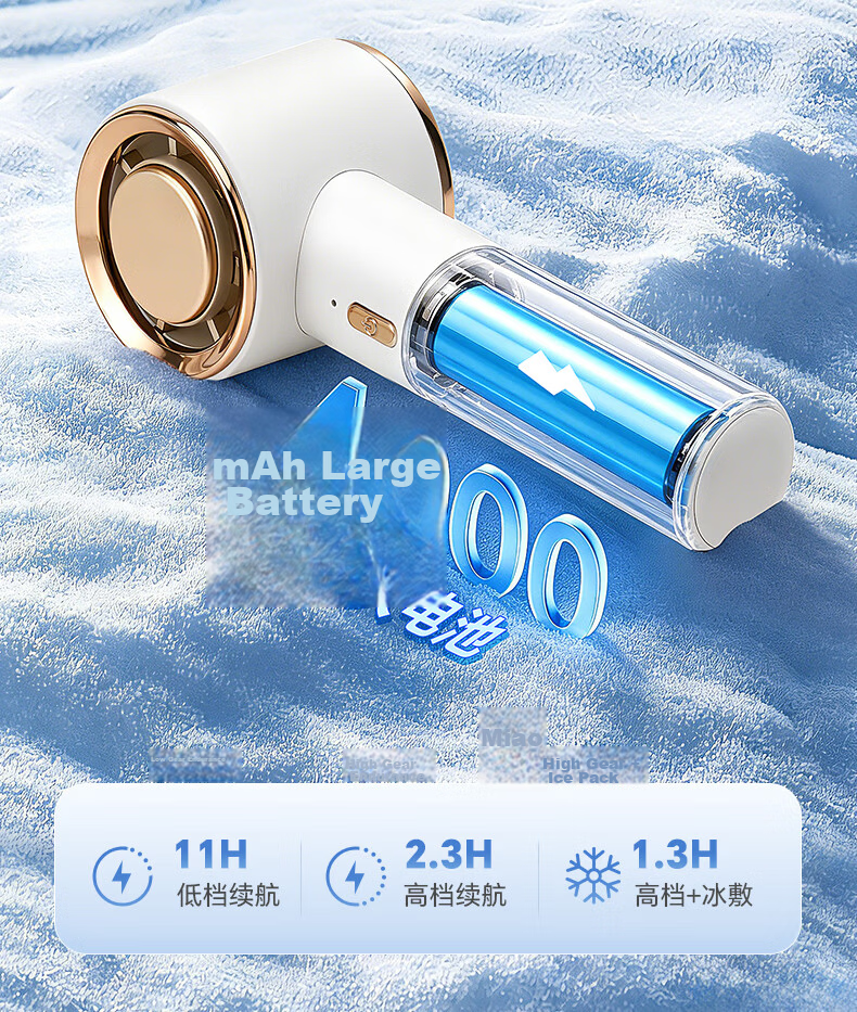 Gree [Bi Wenjun Same Style] Ultra-Quiet Handheld Semiconductor Cooling Mini Fan Portable Type-C Rechargeable Fan Outdoor Long Battery Life Camping Dorm Office 16