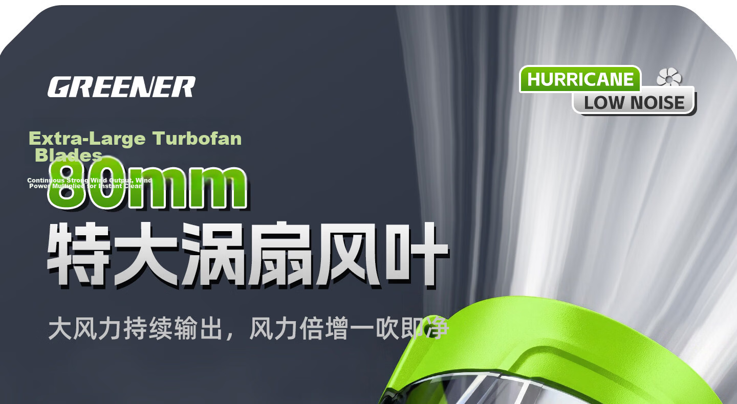 GREENER High-Power Turbo Blower Fan Industrial Lithium Battery Blower 7.5Ah 6