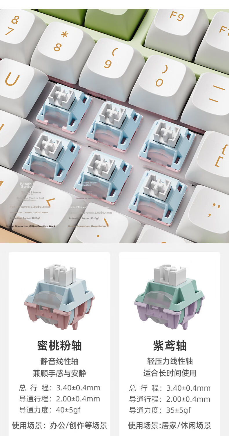 KZZI Z87 [Jinshu 87] Tri-mode Wireless Mechanical Keyboard 88-Key Gaming Keyboard Customizable Office Keyboard Bluetooth Wired Silent Switch Glacier Blue RGB Peach Pink Switch 5