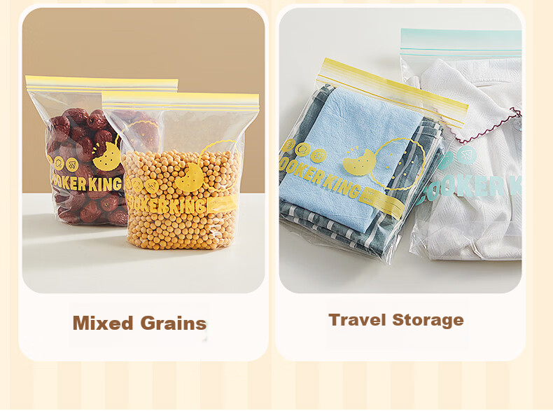 Chuida Huang Double-Strand Stand-Up Sealed Bags Household Fresh-Keeping Food Storage Bags Self-Sealing Small Size 40 Pieces 13