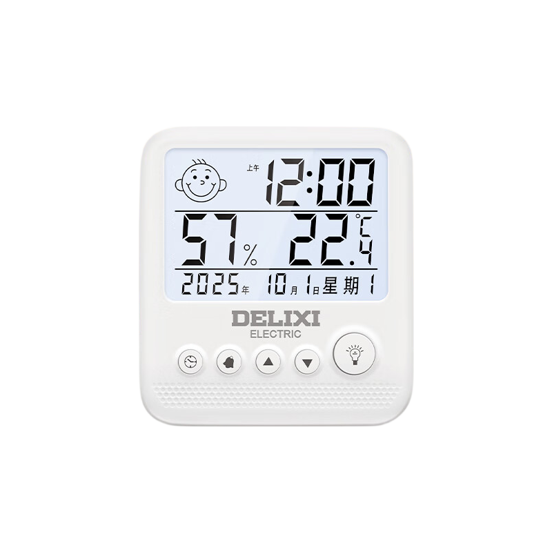 DELIXI ELECTRIC High-Precision Electronic Thermometer And Hygrometer for Home, Indoor Use, Baby Room, Kitchen, Digital Temperature Display with Alarm Clock And Calendar