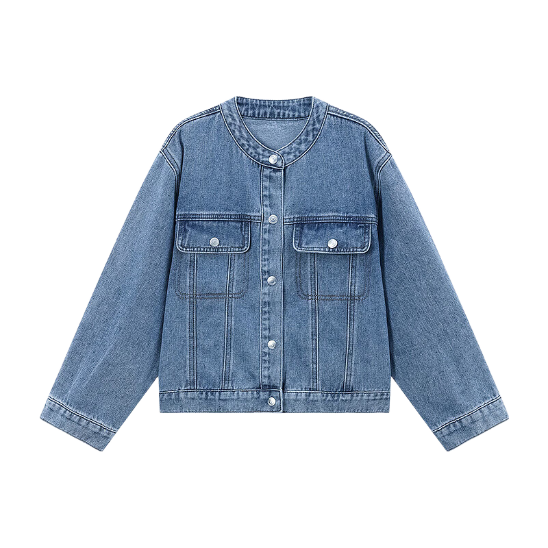 DEESHA Girls' Denim Jacket 2025 Autumn Children's Casual Outerwear for Big Kids Denim Blue 120