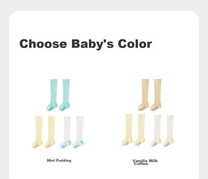 Babycare Children's Fountain Mesh Long Socks Boys Girls Cotton Soft Breathable Sea Mist Milk Cap M 19