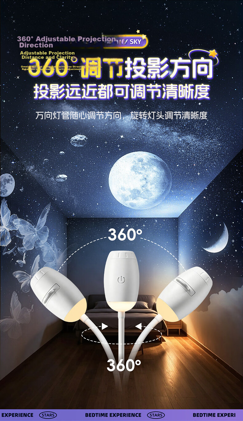 Wanhuo Starry Sky Night Light Bedroom Sleep Lamp Bedside Atmosphere Star Projection Lamp New Model 11