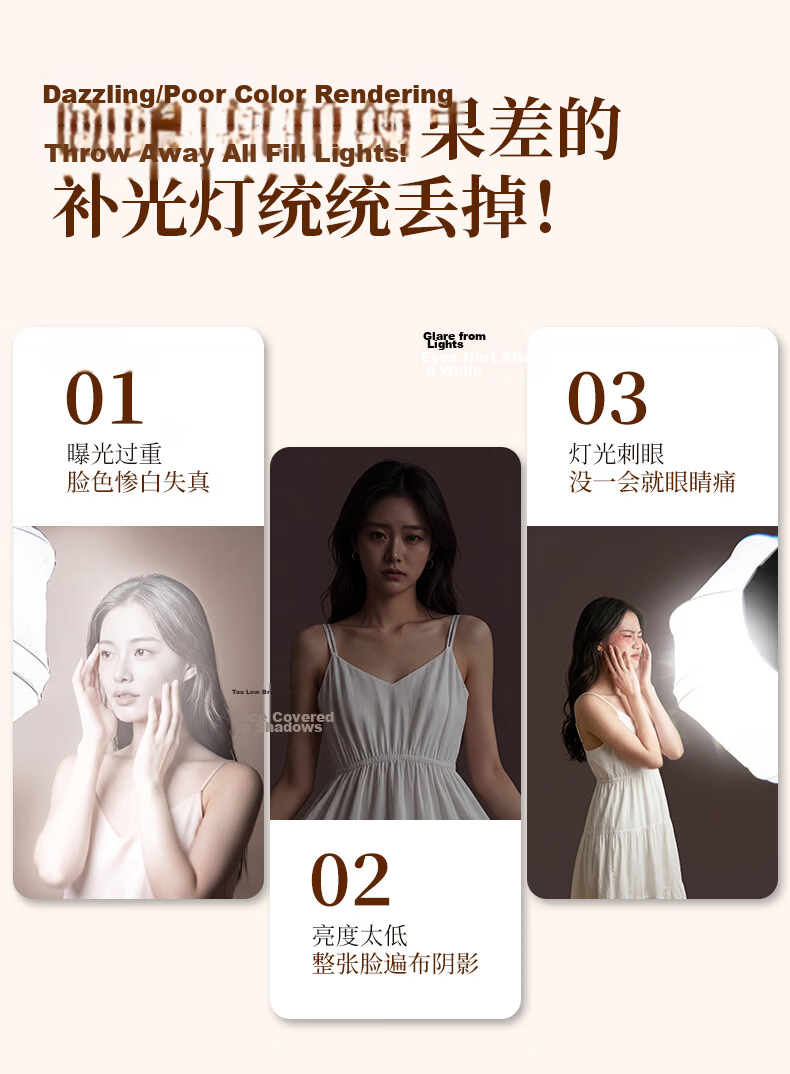 CRENOV Live Fill Light Professional Studio Panoramic Moonlight Beauty Neck Full Spectrum Soft Light Mobile Desktop Photo Face Light 2
