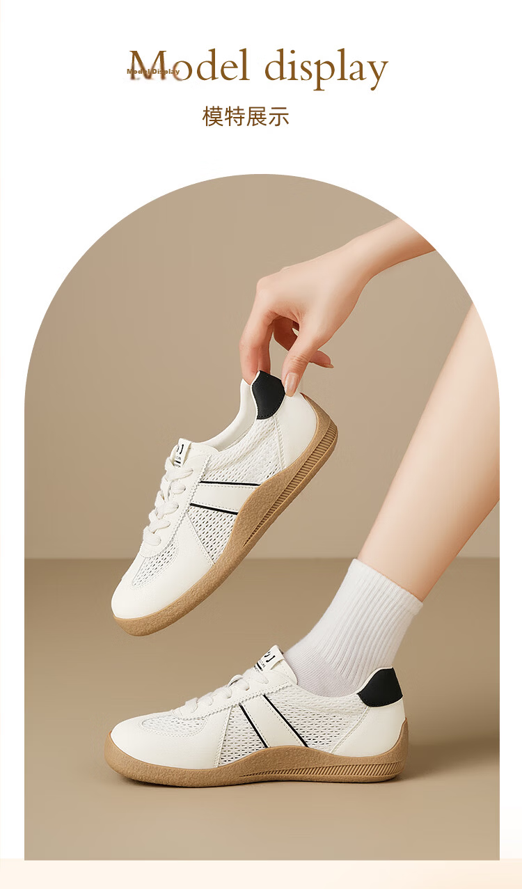 Zhuoshini Women's Mesh Training Shoes Breathable Lightweight 2026 Spring Summer New Casual Sneakers Sports Shoes White Off-White Size 40 7