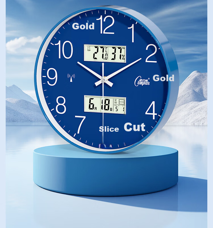 Compas Wall Clock Radio-Controlled Automatic Time Synchronization Exam Room Living Room Quartz Wall Clock D6540-1 Sand Gold 35cm 2