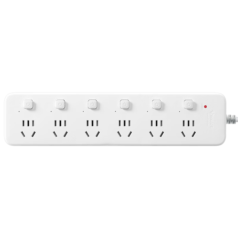 BULL Power Strip/Extension Cord/Surge Protector/Power Bar/Outlet Strip/Power Strip 3C Certified 6 Outlets with Independent Switches 5 Meters Long GN-B2063