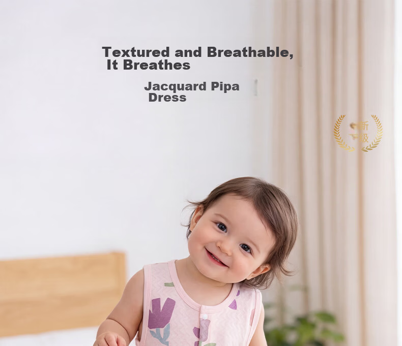 Tonglian Chuxin [Ice Cotton] Baby Romper Summer Jacquard Thin Sleeveless Newborn Pipa Suit Crawling Clothes 3