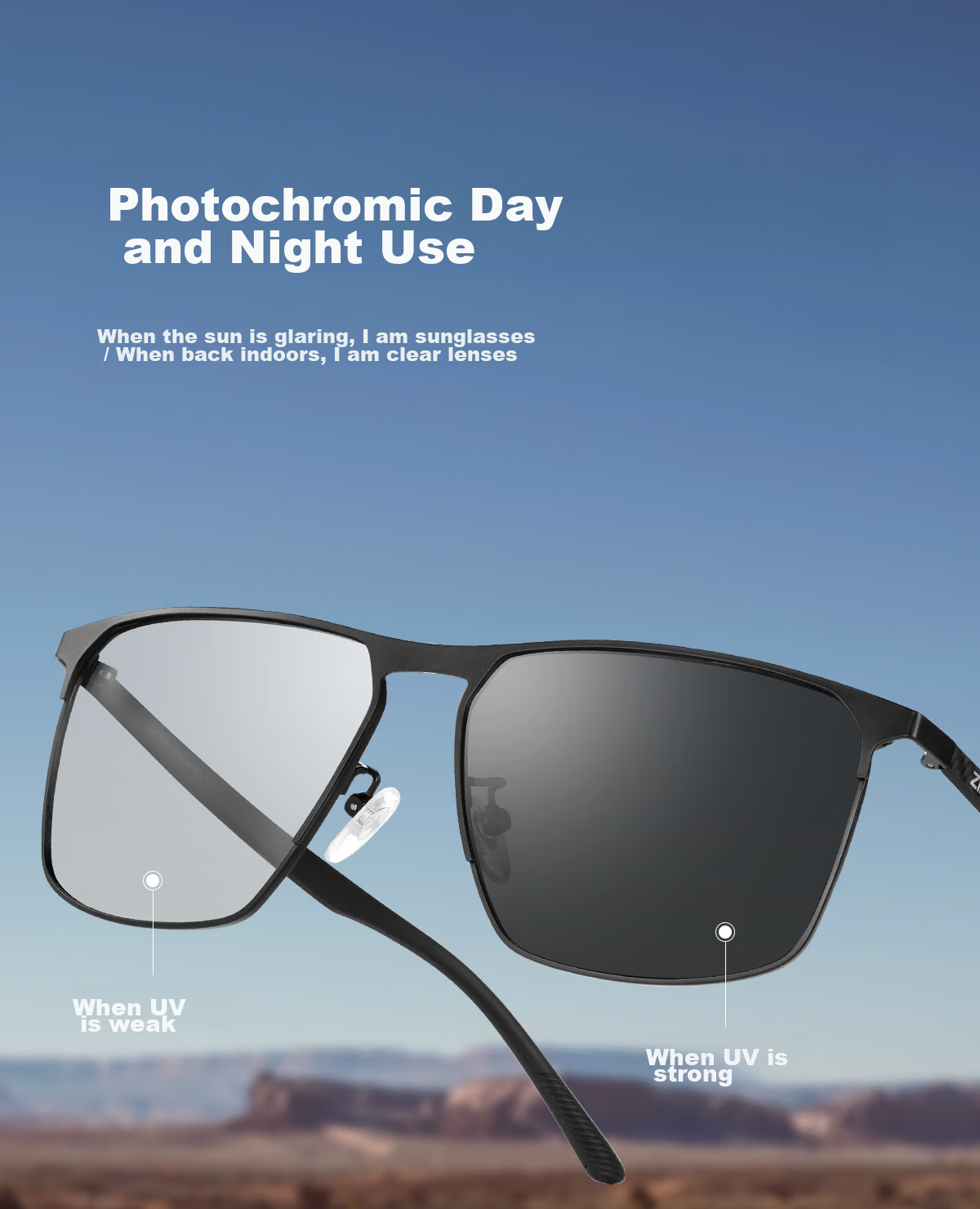 ZIPPO USA Carbon Fiber Sunglasses HUD Heads-Up Display Photochromic Polarized Driving Glasses 75858E77 Qixi Festival 11