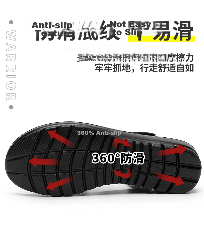 Warrior Mom Sandals Middle-aged Genuine Leather Soft Sole Summer Flat Non-slip Elderly Women Grandma 0720 Black Size 34 6