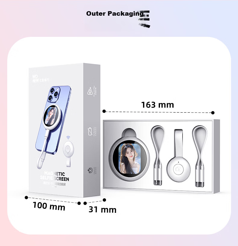 Wonew Colorful Snail Phone Selfie Screen Mirroring Device Fun Photo Adapter for iPhone 17 Apple Rear Camera Magnetic Display Screen HD Selfie Projector 16