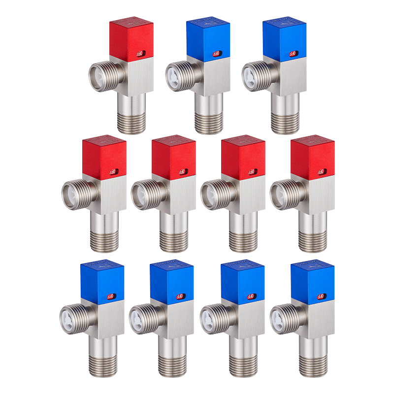 Submarine F3012-11 Brass Thickened Angle Valve, Eight-Shaped Valve with Ceramic Core, Red And Blue Marked, National Standard, 4 Points 6 Cold + 5 Hot, 11 Pieces