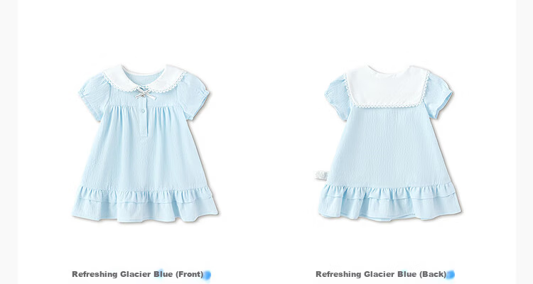Balabala Baby Dress Children's Dress 2026 New Summer Girls Baby Artistic College Style Cute Doll Collar 18