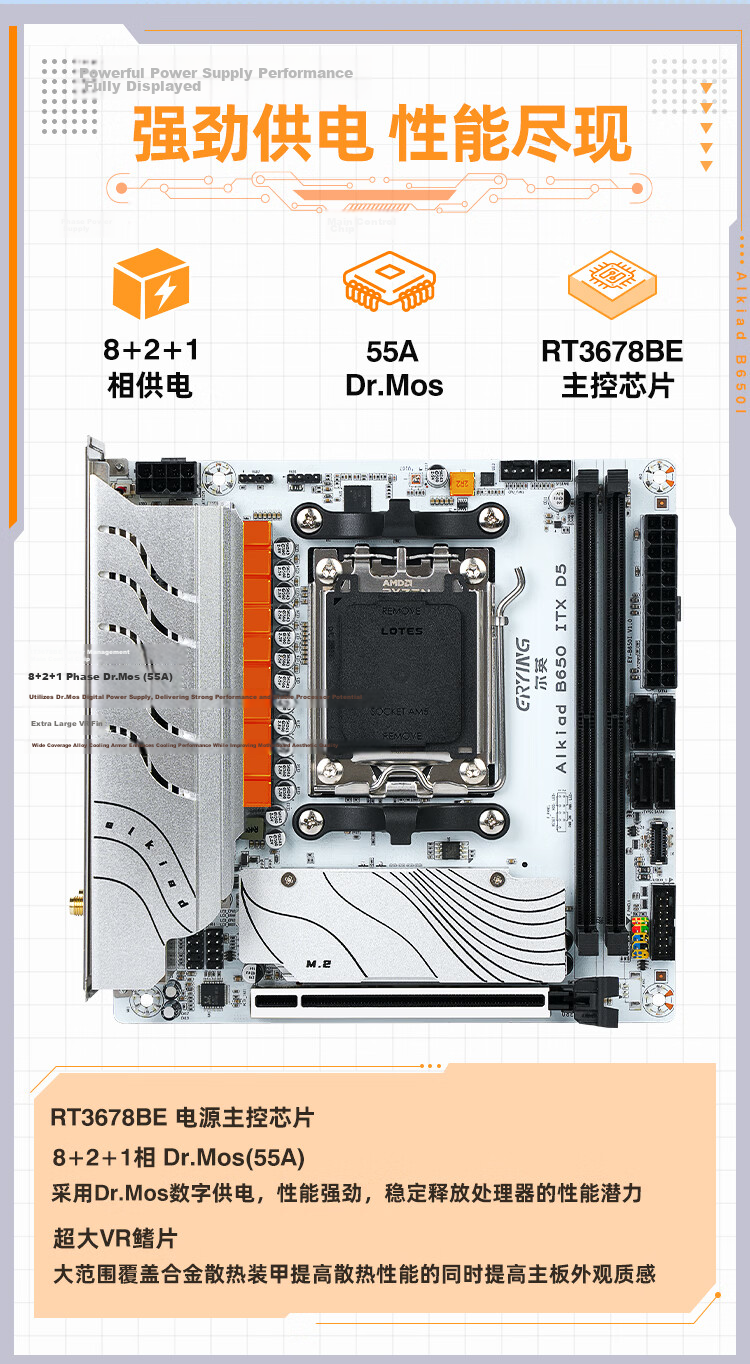 Ering B650 ITX Yaoguang ARGB Mini ITX Motherboard Desktop PC DIY Gaming Office Productivity AMD 7000/8000/9000 Series DDR5 Support 3