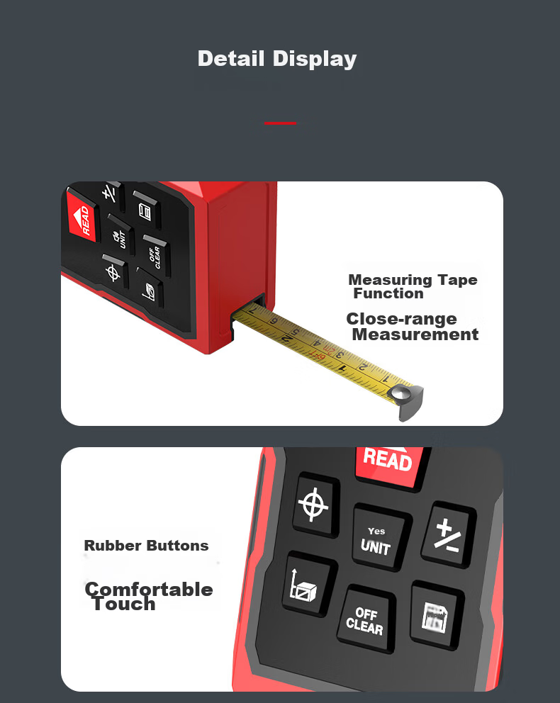 DELIXI ELECTRIC Laser Distance Meter with Crosshair, Tape Measure, Multifunctional Electronic Ruler, Lithium Battery, Red Light, 100m 15