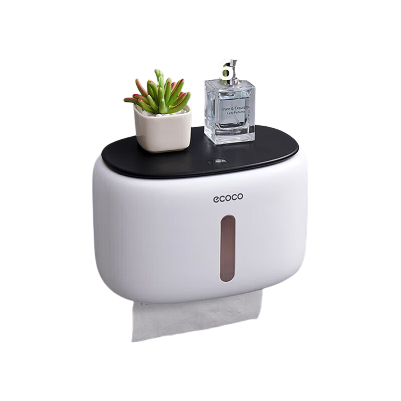 Ecoco Tissue Box, Bathroom Storage Rack, Wall-Mounted, No Drilling Required, Frosted Waterproof, Toilet Paper Holder, Roll Paper Stand