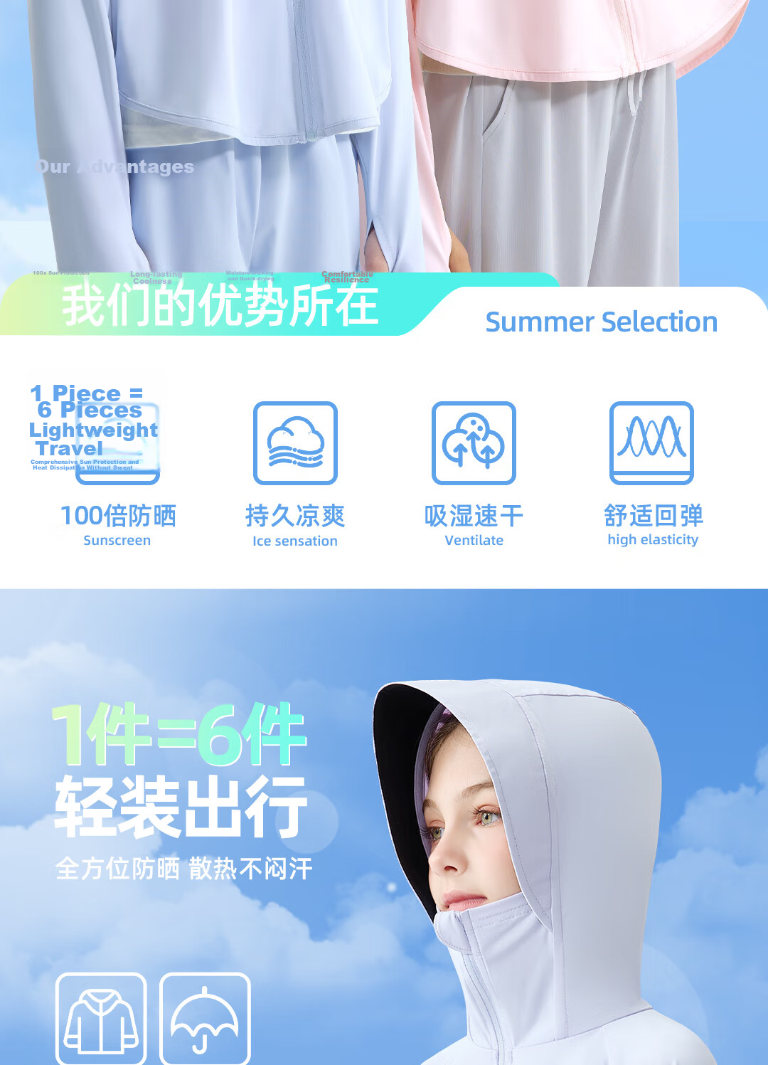 Disney Kids Sun Protection Jacket Summer Thin UPF50+ Breathable Cool Girls Top for Older Children 18