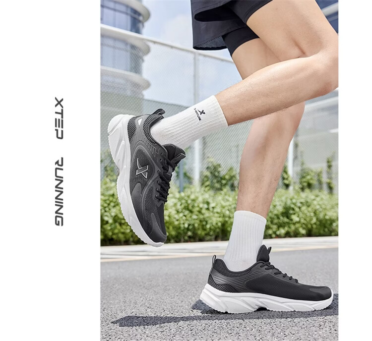 XTEP Running Shoes Men's Black Breathable Mesh Lightweight Shock Absorption Durable Casual Sneakers for Autumn and Summer 14