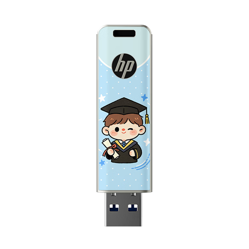 HP Graduation Season Exclusive USB Flash Drive 3.2 High-Speed Transmission Up to 230MB/S Large Capacity Metal Mini Waterproof Car USB Drive for Students and Office Use