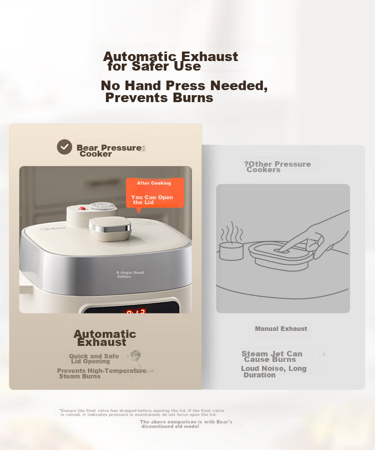 Bear Electric Pressure Cooker Small Smart High-Pressure Rice Cooker Household Multifunctional Automatic Exhaust YLB-D25F1 [New Generation True Boiling] 2.5L Iron Pot 10
