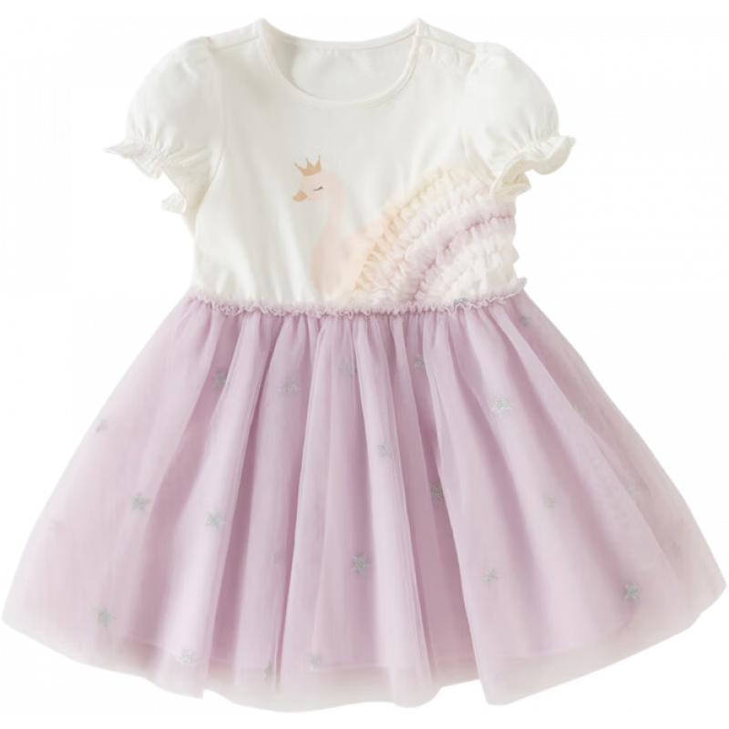 DAVE & BELLA Children's Summer Mesh Dress Baby Princess Dress for Girls